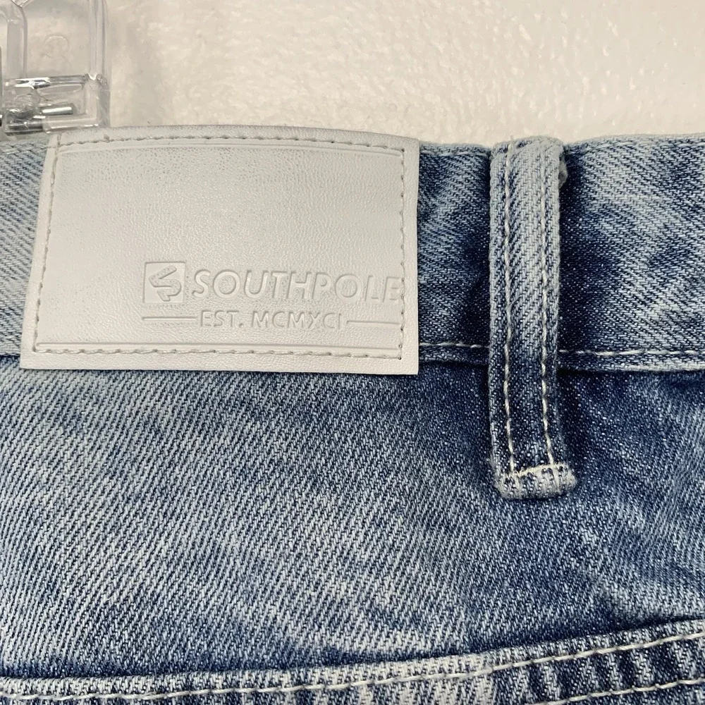 Southpole Denim Shorts Men 48 Blue Light Wash Fade Distress Cotton Y2k Retro‎